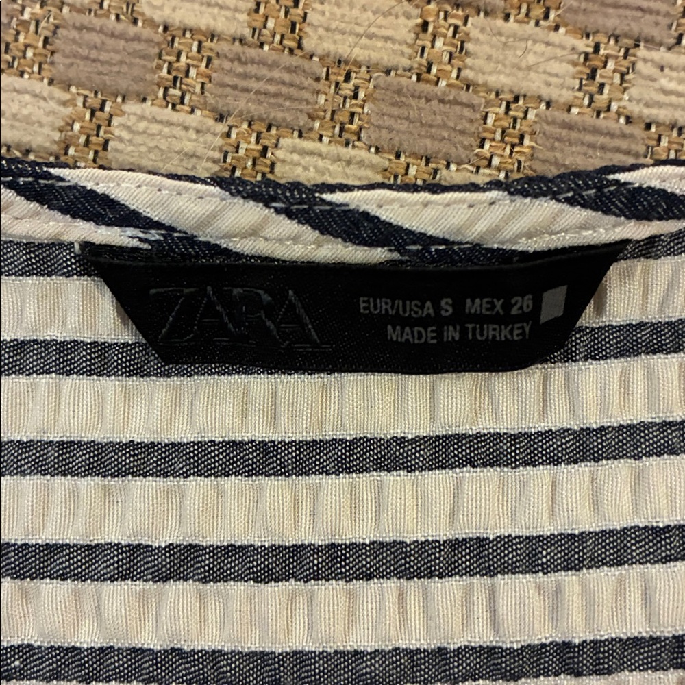 Zara Blue and Cream Striped Blouse - Picture 5 of 6